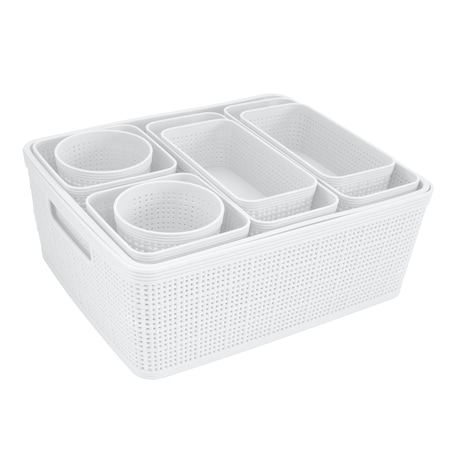 Simplify Plastic, White, 11.42 in W, 13.78 in D, 13.78 in L 30001-WHITE